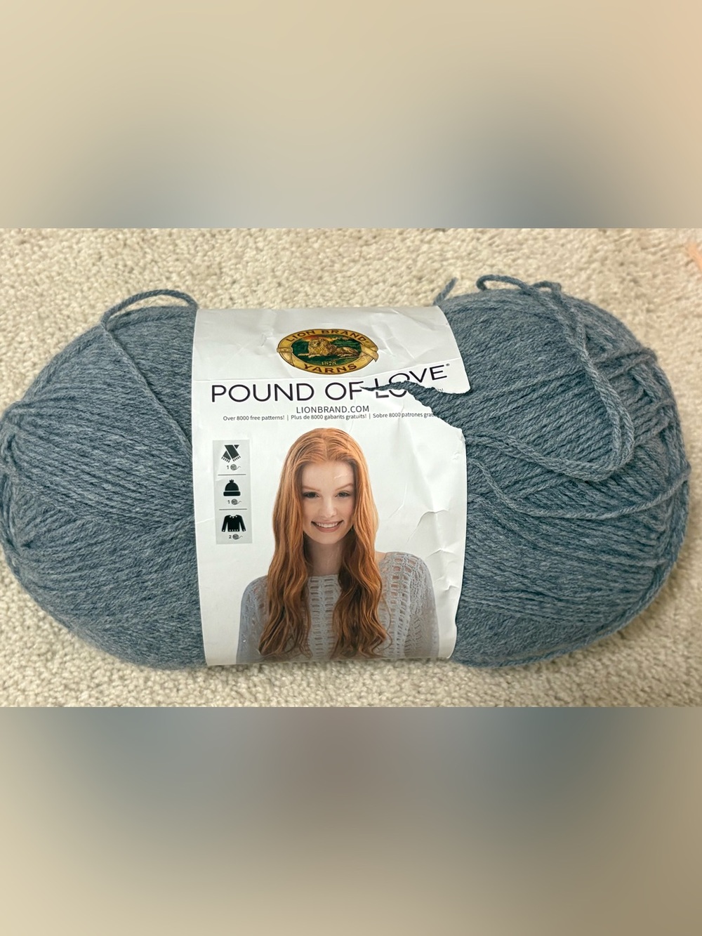 Lion Brand Pound of Love Soft Acrylic, Size 4 Yarn- Colorway Oxford Grey